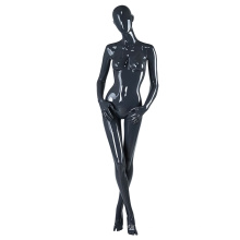 Fashion design fiberglass full body window voluptuous black boutique glossy female mannequin
